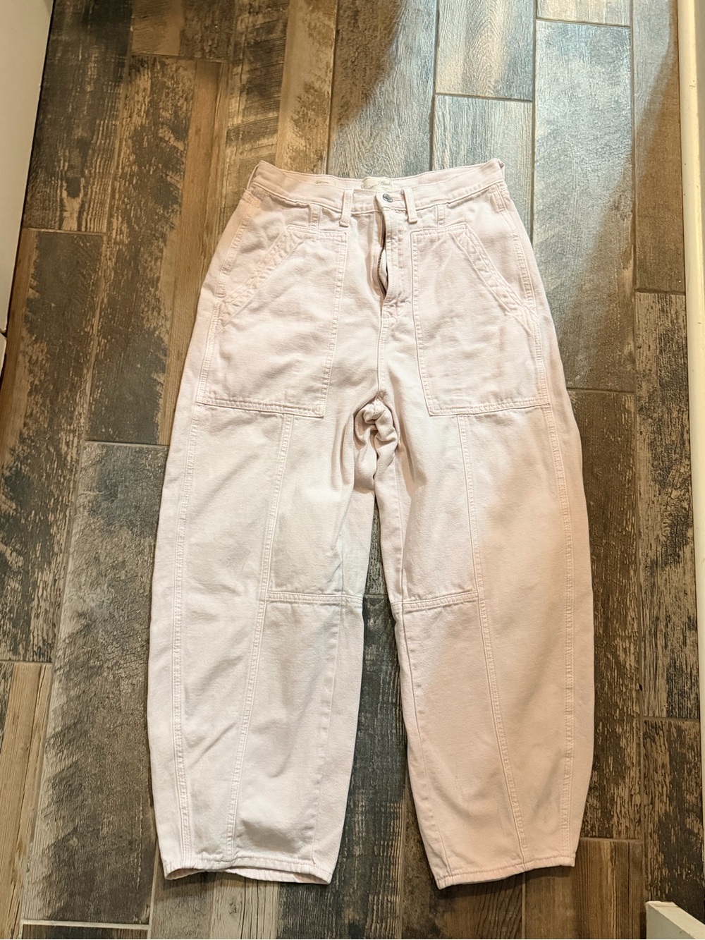 Women’s Barrel Denim Pants - Light Pink